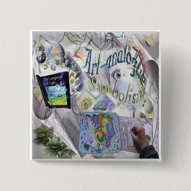 Badge Carré 5 Cm Bouton analogique Art (Devant)