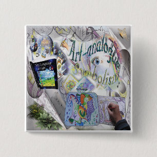 Badge Carré 5 Cm Bouton analogique Art