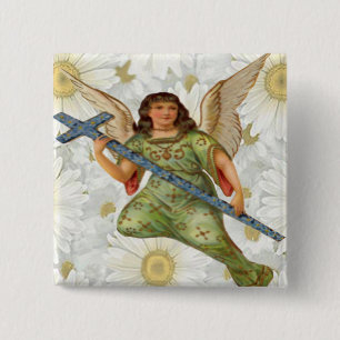 Badge Carré 5 Cm Bouton Ange Envoi de message