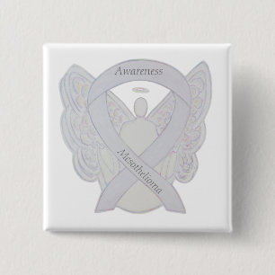 Badge Carré 5 Cm Bouton Ange Ruban de Sensibilisation au Mésothélio