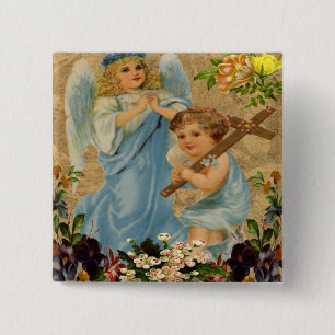 Badge Carré 5 Cm Bouton Angel Enfants