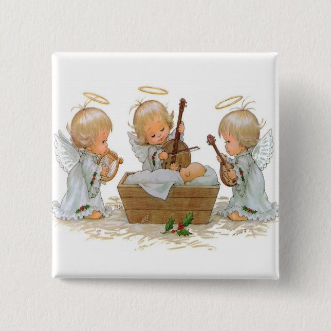 Badge Carré 5 Cm Bouton Angels (Devant)