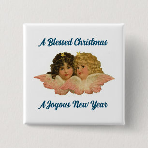 Badge Carré 5 Cm Bouton Angels assez Vintages