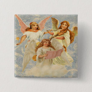 Badge Carré 5 Cm Bouton Angels célestes