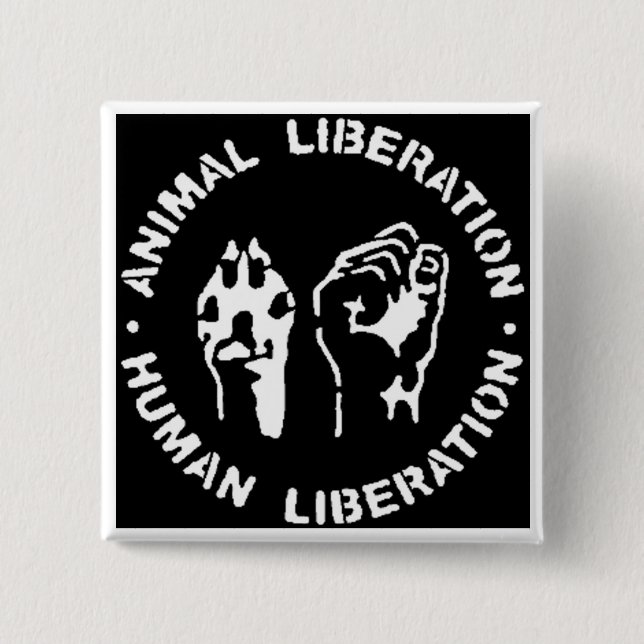 Badge Carré 5 Cm Bouton animal de libération (Devant)
