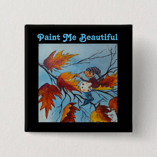Badge Carré 5 Cm Bouton Ann Hayes Peinture Pixie Peinture