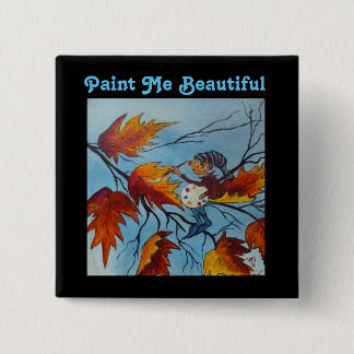 Badge Carré 5 Cm Bouton Ann Hayes Peinture Pixie Peinture