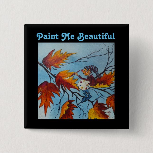 Badge Carré 5 Cm Bouton Ann Hayes Peinture Pixie Peinture (Devant)