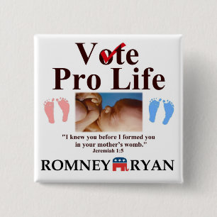 Badge Carré 5 Cm Bouton anti-avortement de bébé de Romney Ryan