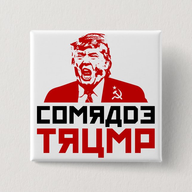 Badge Carré 5 Cm Bouton anti-Trump" "COMRADE TRUMP" (Devant)