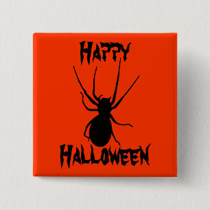 Badge Carré 5 Cm Bouton Araignée Déplaisante orange Halloween