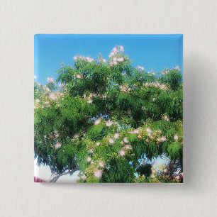 Badge Carré 5 Cm Bouton Arborescence Mimosa
