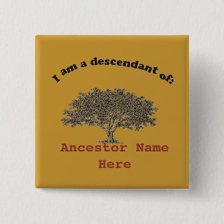 Badge Carré 5 Cm Bouton - Arbre de famille et nom de l'ancêtre