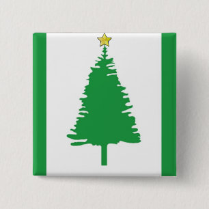 Badge Carré 5 Cm Bouton Arbre de Noël