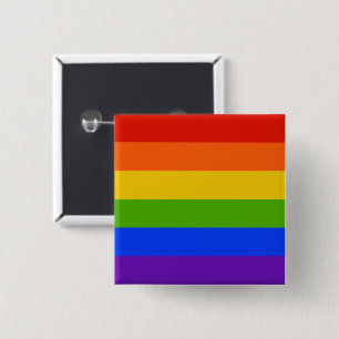 Badge Carré 5 Cm Bouton arc-en-ciel