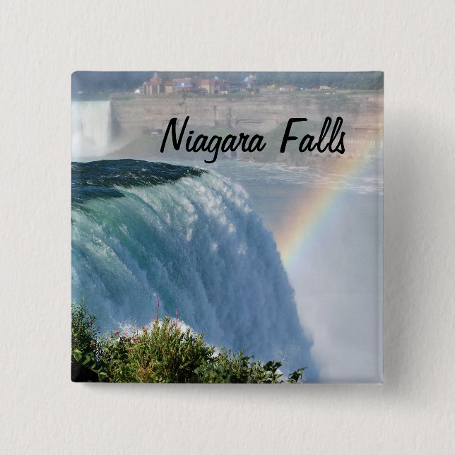 Badge Carré 5 Cm Bouton arc-en-ciel de Niagara Falls (Devant)