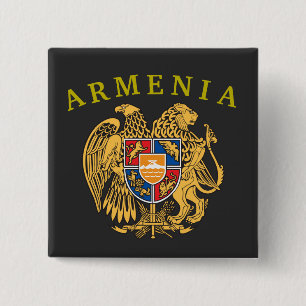 Badge Carré 5 Cm Bouton Armoiries d'Arménie