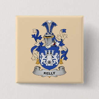 Badge Carré 5 Cm Bouton Armoiries de la Famille Kelly