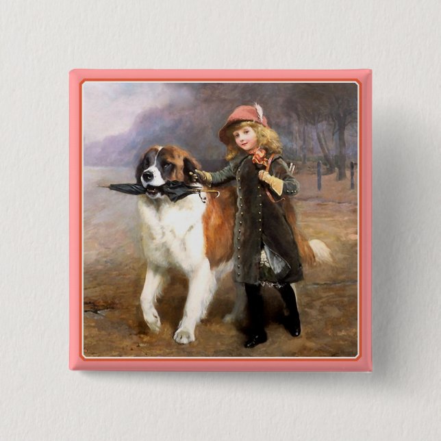 Badge Carré 5 Cm Bouton : Arrêt à l'école (Devant)