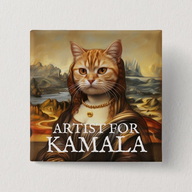 Badge Carré 5 Cm Bouton Artiste pour Kamala (Devant)