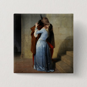 Badge Carré 5 Cm Bouton artistique Kiss / Il Bacio