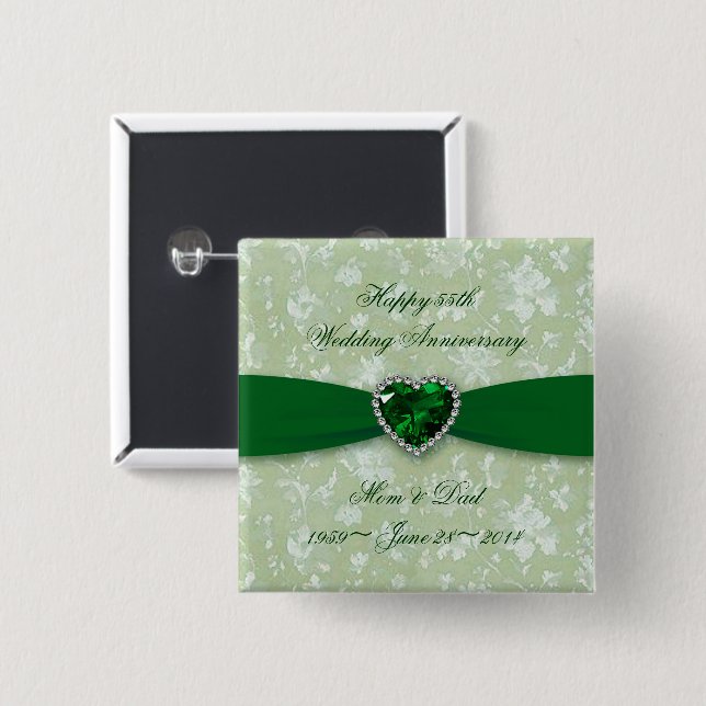 Badge Carré 5 Cm Bouton audacieux d'anniversaire de mariage de (Devant & derrière)