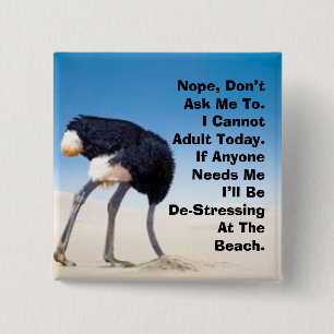 Badge Carré 5 Cm Bouton Aujourd'Hui Adulte Impossible