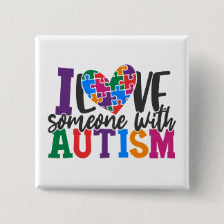 Badge Carré 5 Cm Bouton autisme