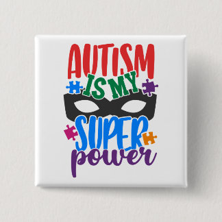 Badge Carré 5 Cm Bouton autisme
