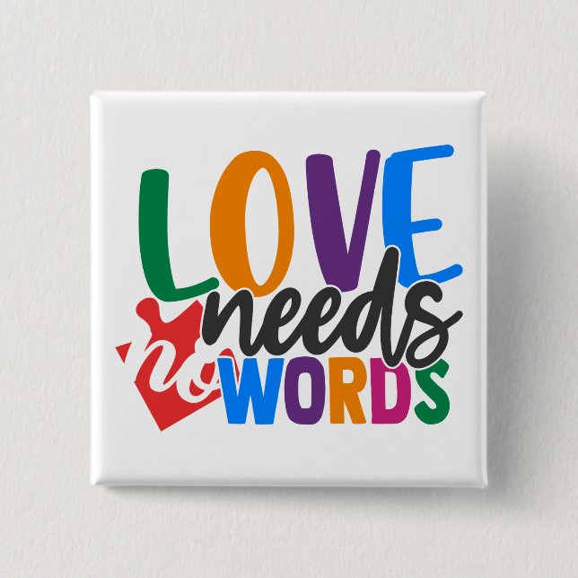 Badge Carré 5 Cm Bouton autisme (Devant)