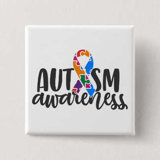 Badge Carré 5 Cm Bouton autisme