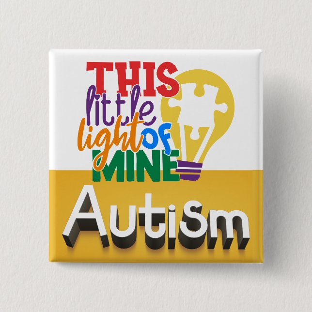 Badge Carré 5 Cm Bouton autisme (Devant)