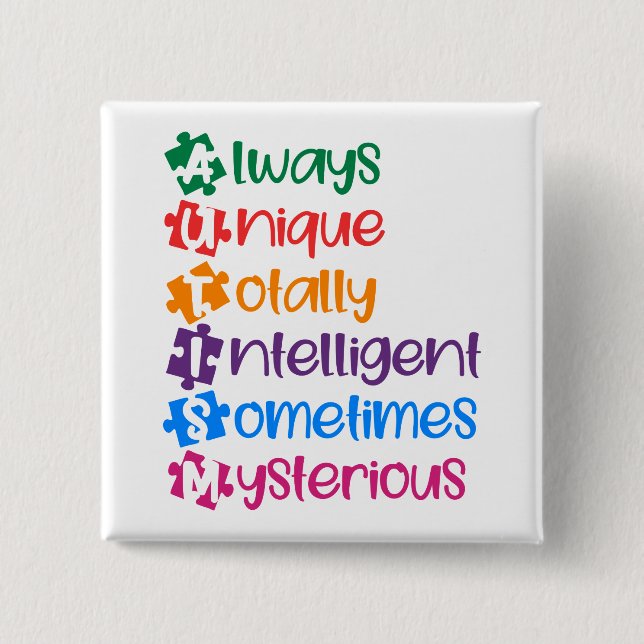 Badge Carré 5 Cm Bouton autisme (Devant)