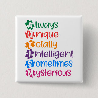 Badge Carré 5 Cm Bouton autisme