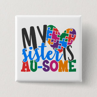 Badge Carré 5 Cm Bouton autisme