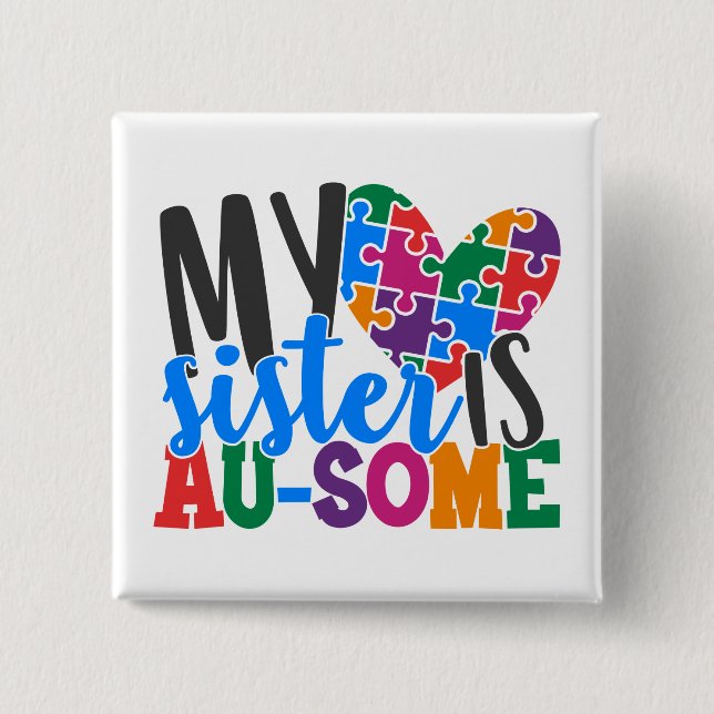 Badge Carré 5 Cm Bouton autisme (Devant)
