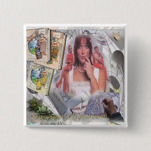 Badge Carré 5 Cm Bouton auto et EGO supérieur