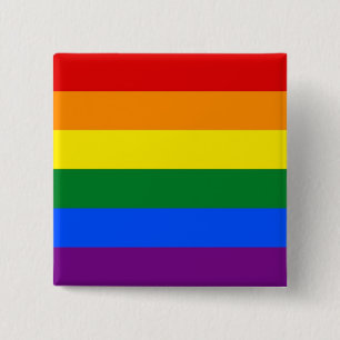 Badge Carré 5 Cm Bouton avec drapeau arc-en-ciel LGBT
