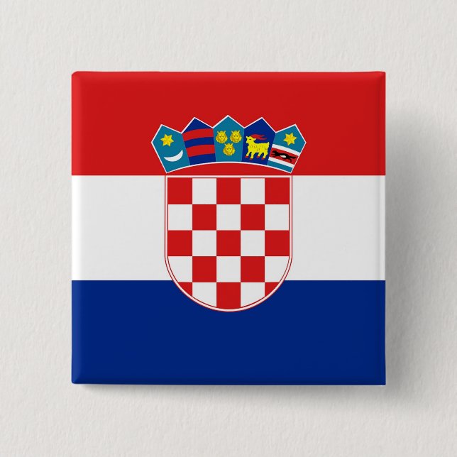 Badge Carré 5 Cm Bouton avec drapeau de Croatie (Devant)