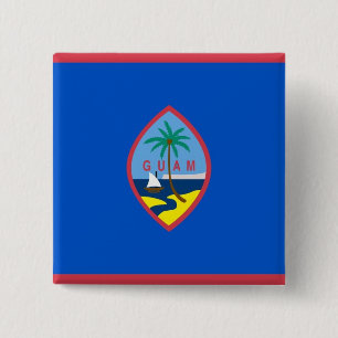 Badge Carré 5 Cm Bouton avec drapeau de Guam