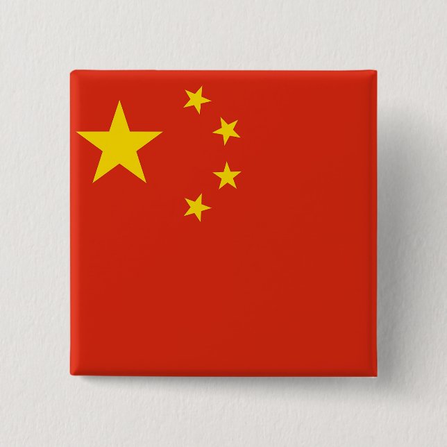 Badge Carré 5 Cm Bouton avec drapeau de la Chine (Devant)