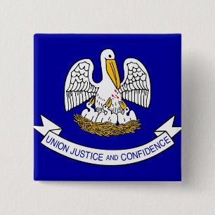 Badge Carré 5 Cm Bouton avec drapeau de la Louisiane