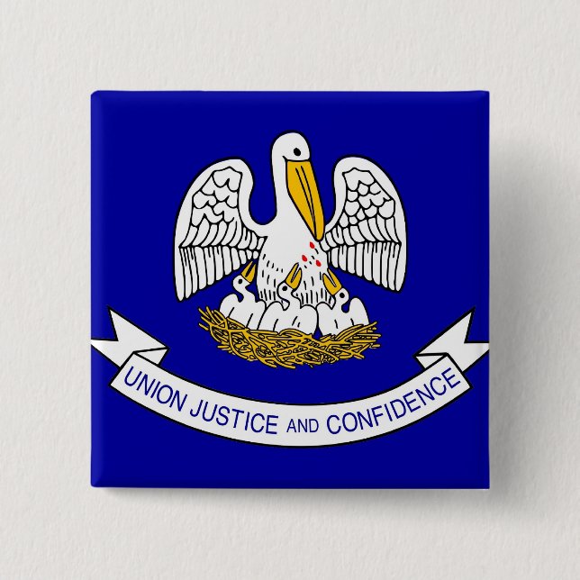 Badge Carré 5 Cm Bouton avec drapeau de la Louisiane (Devant)
