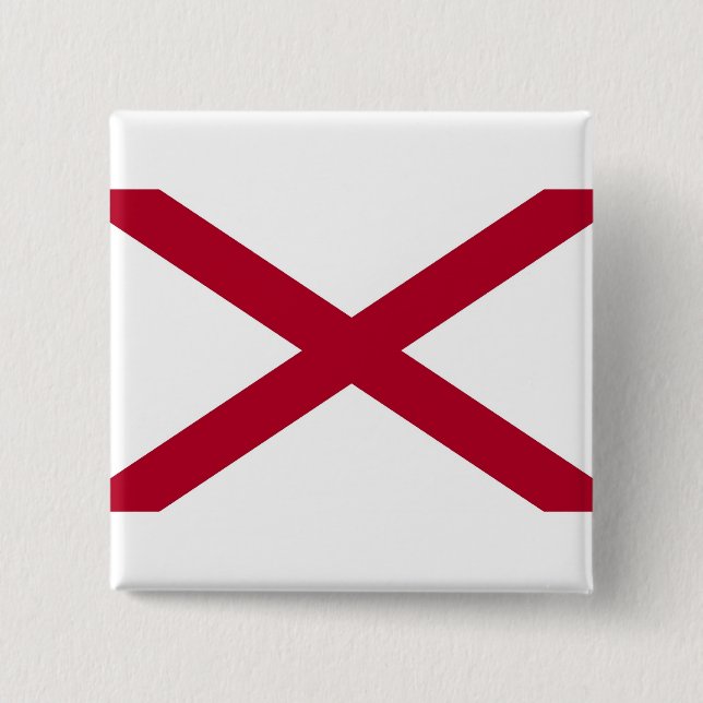 Badge Carré 5 Cm Bouton avec drapeau de l'Alabama (Devant)