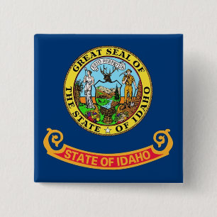 Badge Carré 5 Cm Bouton avec Drapeau de l'Idaho