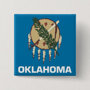 Badge Carré 5 Cm Bouton avec drapeau de l'Oklahoma