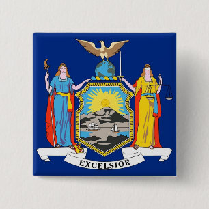 Badge Carré 5 Cm Bouton avec drapeau de New York