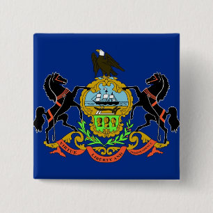 Badge Carré 5 Cm Bouton avec drapeau de Pennsylvanie