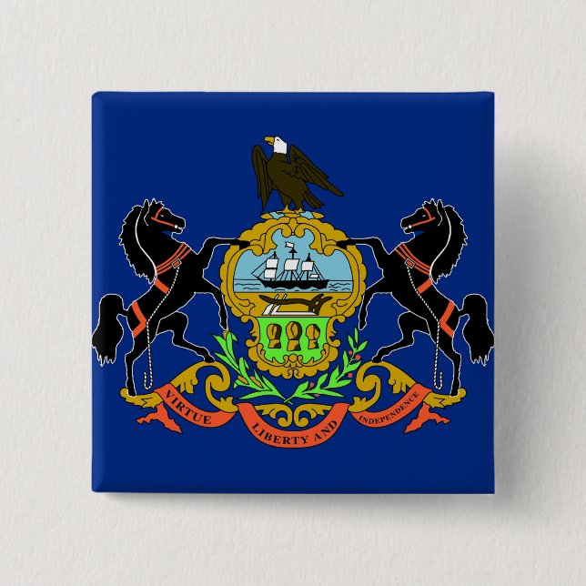 Badge Carré 5 Cm Bouton avec drapeau de Pennsylvanie (Devant)