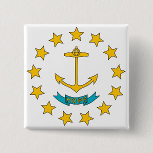 Badge Carré 5 Cm Bouton avec drapeau de Rhode Island